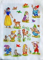 Borduurwerk, zijde, sneeuwwitje, 7 dwergen, vintage, Hobby en Vrije tijd, Borduren en Borduurmachines, Ophalen