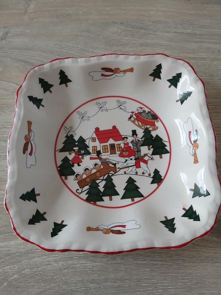 Mason's Christmas Village vierkante schaal, Gebruikt, Ophalen of Verzenden, Schaal of Schalen, Overige stijlen