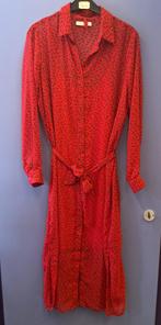 Freebird rode maxi jurk blouse model zwarte print mt M 46361