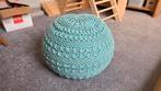 Hema Gehaakte Poef - Turquoise, Huis en Inrichting, Banken | Voetenbanken en Poefen, Ophalen of Verzenden, Zo goed als nieuw, 50 tot 75 cm