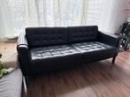 Ikea LANDSKRONA 3 zits zwarte lederen bank, Ophalen, Gebruikt, Driepersoons, Rechte bank