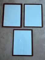 3 Mahonie-walnootkleurige fotolijsten met glas, Verzenden, Gebruikt