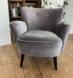 Velvet fauteuil en voetenbank van MADE, Huis en Inrichting, Fauteuils, Gebruikt, Ophalen