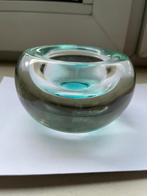 kandelaar glas, licht blauw., Ophalen, Overige materialen, Blauw, Zo goed als nieuw