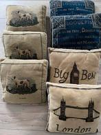 Decoratieve engelse Kussens - Set van 7, Huis en Inrichting, Woonaccessoires | Kussens, Ophalen, Zo goed als nieuw, Beige, Vierkant