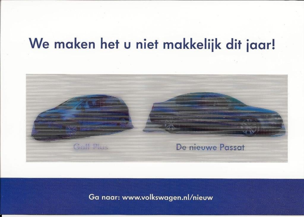 Ansichtkaart	Volkswagen	Polo / Passat 	3D effect, Verzamelen, Ansichtkaarten | Themakaarten, Verzenden, 1980 tot heden, Ongelopen