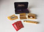 Gillette 1921 Safety Razor verguld met originele mesjes, Ophalen of Verzenden, Gebruikt, Gehele gezicht, Verzorging