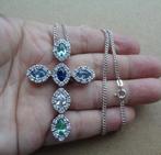 zilveren ketting met prachtig kruis hanger [359], Overige materialen, Verzenden, Zo goed als nieuw, Met edelsteen