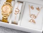 Dames horloge ketting oorbellen armband en ring, Ophalen of Verzenden, Nieuw, Staal