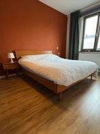 Tweepersoonsbed 160x200 van Maison du Monde + 2 nachtkastjes, Ophalen, Bruin, Nieuw vintage jaren '50, Tweepersoons