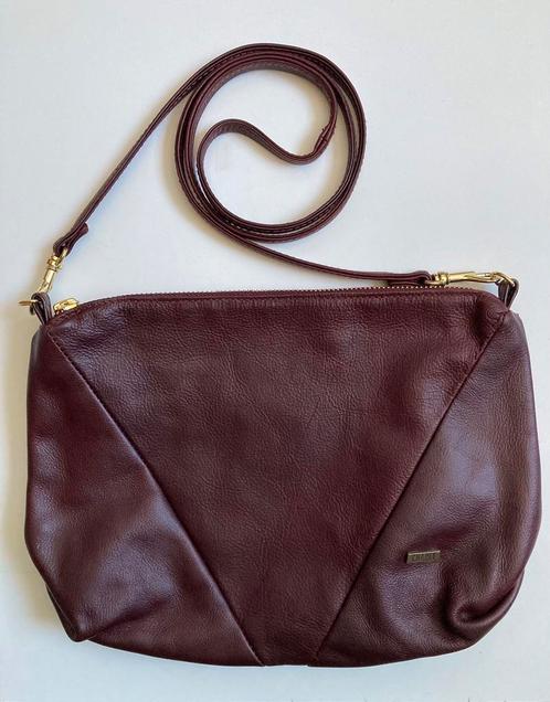 Dames leren schoudertas/crossbody, Sieraden, Tassen en Uiterlijk, Tassen | Damestassen, Zo goed als nieuw, Schoudertasje, Bruin