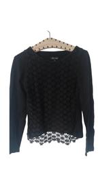 Zwarte top met bloemenkant - King Louie maat S, Kleding | Dames, Zwart, Nieuw, Ophalen of Verzenden, Lange mouw