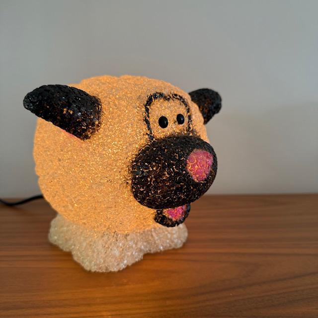 Tafellamp, kinderlamp, hond, schaap, vintage jr 70/80, Verzamelen, Spaarpotten, Zo goed als nieuw, Dier, Ophalen of Verzenden