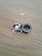Nieuwe tunnels. Staal. Steentjes. 4, 5, 6, 8, 12, 14, 16 mm, Ophalen of Verzenden, Zo goed als nieuw, Staal, Oor- of Traguspiercing