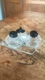 Antiek peper zout mosterd stel van persglas, Antiek en Kunst, Antiek | Glas en Kristal, Ophalen of Verzenden