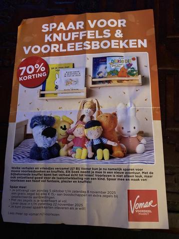3 Vomar kaarten 70% korting op voorleesboekjes of knuffels  beschikbaar voor biedingen