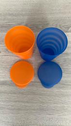 2 tupperware bekertjes met deksel, Ophalen of Verzenden, Zo goed als nieuw, Blauw, Beker of Kan