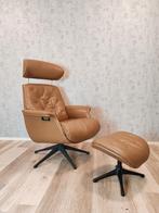 Stijlvolle leren Flexlux leren relax fauteuil met hocker, Huis en Inrichting, Flexlux, 75 tot 100 cm, Ophalen of Verzenden, Zo goed als nieuw