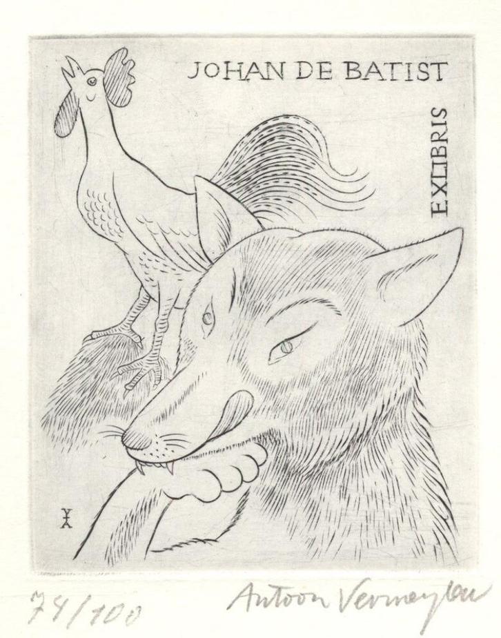 1066 Ex Libris België : Antoon Vermeylen, z.j., Antiek en Kunst, Kunst | Etsen en Gravures, Verzenden