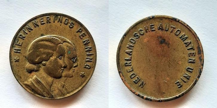 Herinneringspenning Juliana & Bernhard AU, Postzegels en Munten, Penningen en Medailles, Brons, Nederland, Verzenden