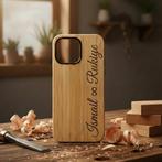 Gepersonaliseerd Bamboe iPhone Hoesje  Houten Cover (Cadeau), Ophalen of Verzenden, Nieuw, IPhone 14 Pro Max, Hoesje of Tasje