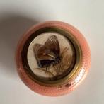 prachtig antiek emaille doosje met vlinder, Ophalen of Verzenden