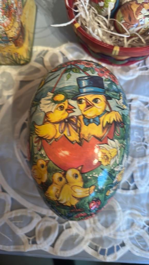 Vintage paasei candycontainer/karton, Ophalen of Verzenden, Gebruikt