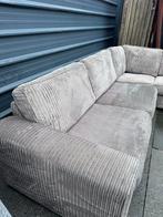 Mooie hoekbank met ribstof, Huis en Inrichting, 250 tot 300 cm, Gebruikt, Hoekbank, 75 tot 100 cm