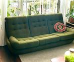 Vintage Retro 70s mos-groene 3-zits bank, Huis en Inrichting, Banken | Bankstellen, Ophalen, Zo goed als nieuw, 75 tot 100 cm