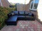 Te koop: Zwarte leren bank – stijlvol en comfortabel, Huis en Inrichting, Banken | Bankstellen, Ophalen, 250 tot 300 cm, Gebruikt