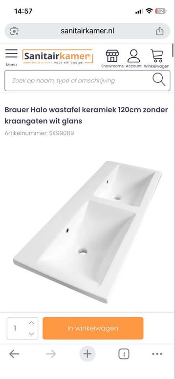 Dubbele wastafel 120cm (Brauer) beschikbaar voor biedingen