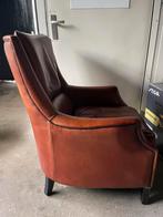 Stoel fauteuil leer, Huis en Inrichting, Ophalen of Verzenden, Zo goed als nieuw, 50 tot 75 cm, Leer