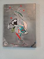 Kleurrijke Vogel Mixed Media 30x40, Ophalen of Verzenden