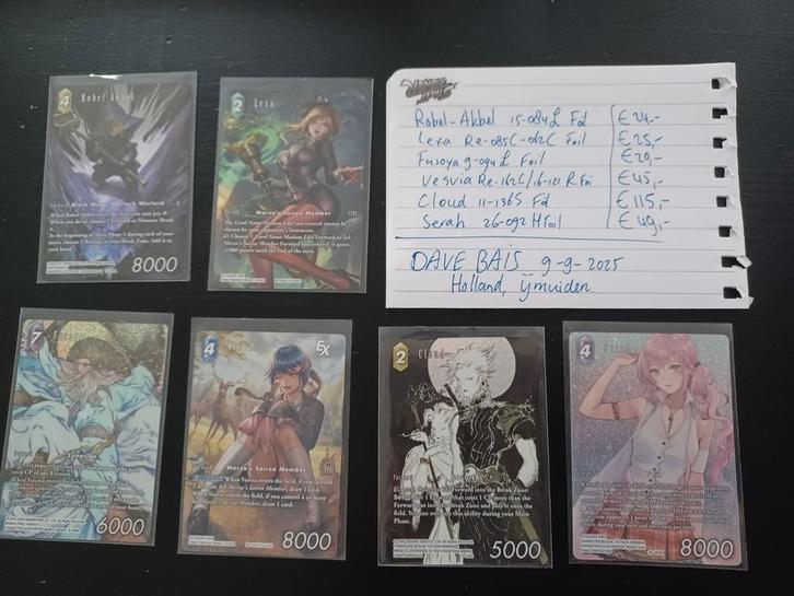 Final Fantasy tcg diverse full arts legend foil trading card, Hobby en Vrije tijd, Verzamelkaartspellen | Overige, Zo goed als nieuw