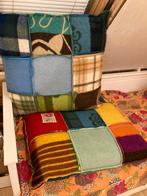 Poefkussens van oude wollen dekens, Ophalen, Gebruikt, Overige kleuren, Vierkant