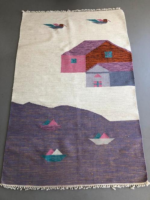 Wollen Zweeds röllakan kleed, vloerkleed beachhouse seaside, Huis en Inrichting, Stoffering | Tapijten en Kleden, Gebruikt, 100 tot 150 cm