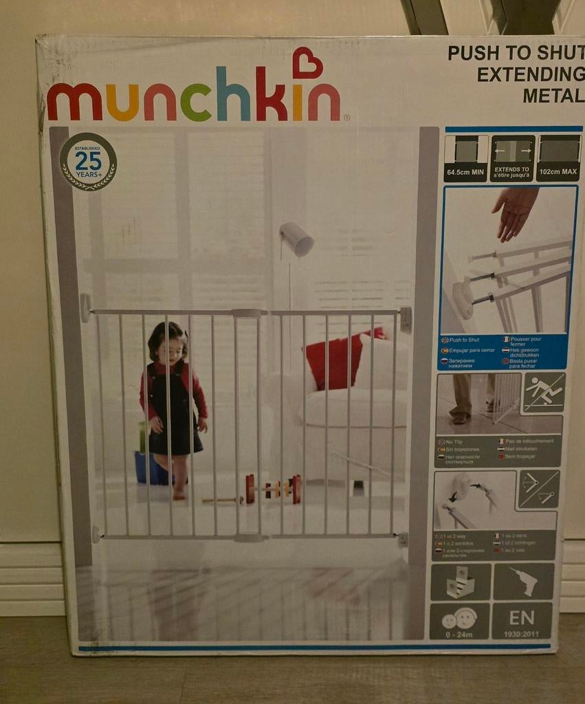 Munchkin Metalen Verlengbaar Veiligheidshekje, Nieuw, 100 tot 115 cm, Ophalen of Verzenden, Klemhekje