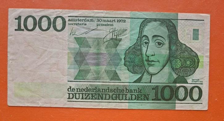 Bankbiljet 1000 gulden 1972 Spinoza, cat. PL128.c / 155-1, Postzegels en Munten, Bankbiljetten | Nederland, Los biljet, 1000 gulden