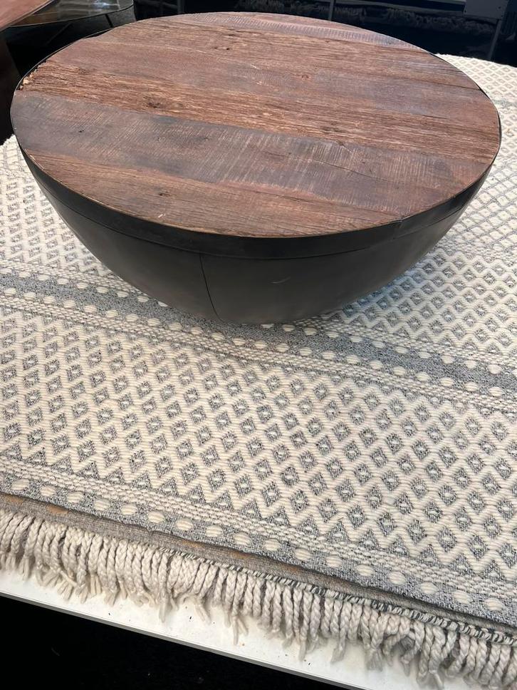 Salontafel rond mangohout bruin 90cm, Huis en Inrichting, Tafels | Salontafels, Zo goed als nieuw, Minder dan 50 cm, 50 tot 100 cm