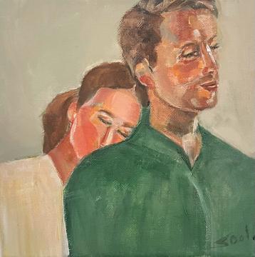 Schilderij “lean on me” 20 x20 cm beschikbaar voor biedingen