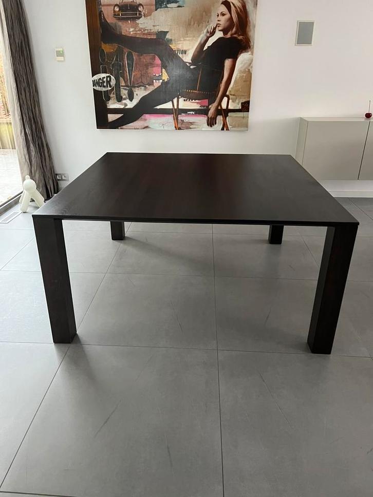 Eettafel vierkant 150 op 150 cm massief eik (wenge), Huis en Inrichting, Tafels | Eettafels, Zo goed als nieuw, 100 tot 150 cm