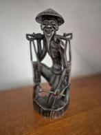 Houten Beeld Decoratie - Aziatische Visser, Ophalen of Verzenden