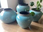 4 binnen bloempotten Aqua Turkoois, Ophalen, Rond, Binnen, Zo goed als nieuw