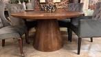 New vintage walnut ronde eettafel massieve tafel rond zwart, Nieuw, Rond, Ophalen, Vijf personen of meer