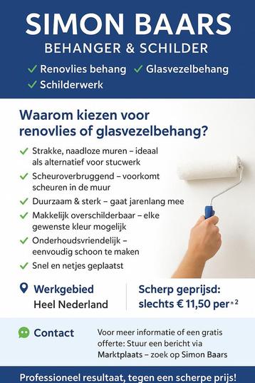 SimonBaars Renovlies&Glasvezelbehang Vakwerk voor elk budget
