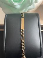 8 karaat geelgouden vintage unisex naamplaat armband, Ophalen of Verzenden, Nieuw, Paars, Goud