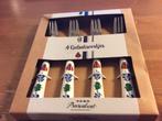 Boerenbont gebaksvorkjes. set van 4. RVS / keramiek. Nieuw, Ophalen of Verzenden, Nieuw, Rvs of Chroom, Bestekset