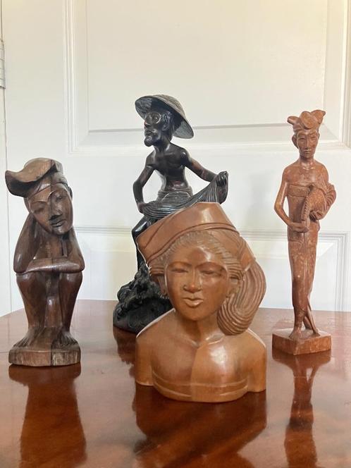 Divers houtsnijwerk Indonesië (4 stuks), Antiek en Kunst, Kunst | Beelden en Houtsnijwerken, Ophalen of Verzenden
