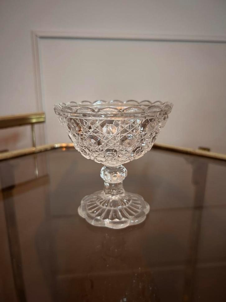 Glazen Schaal op Voet - Hobnail, Antiek en Kunst, Antiek | Glas en Kristal, Ophalen of Verzenden