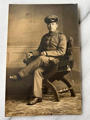 Wo1: fotokaart wek 2 Duitse soldaat uniform Grunbeck beschikbaar voor biedingen